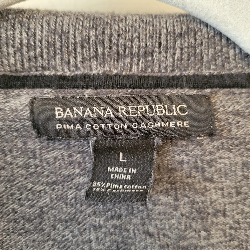 Banana Republic Gray Pima‎ Cotton Cashmere 1/4 Zip Sweater Size Large